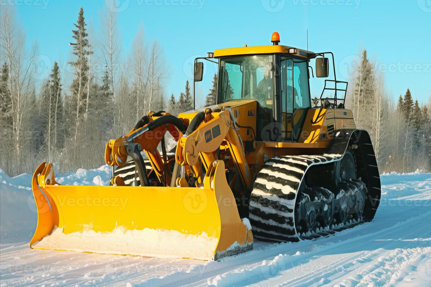 AI generated Efficient Snow Removal on Highway Using Specialized Machinery After Heavy Snowfall photo