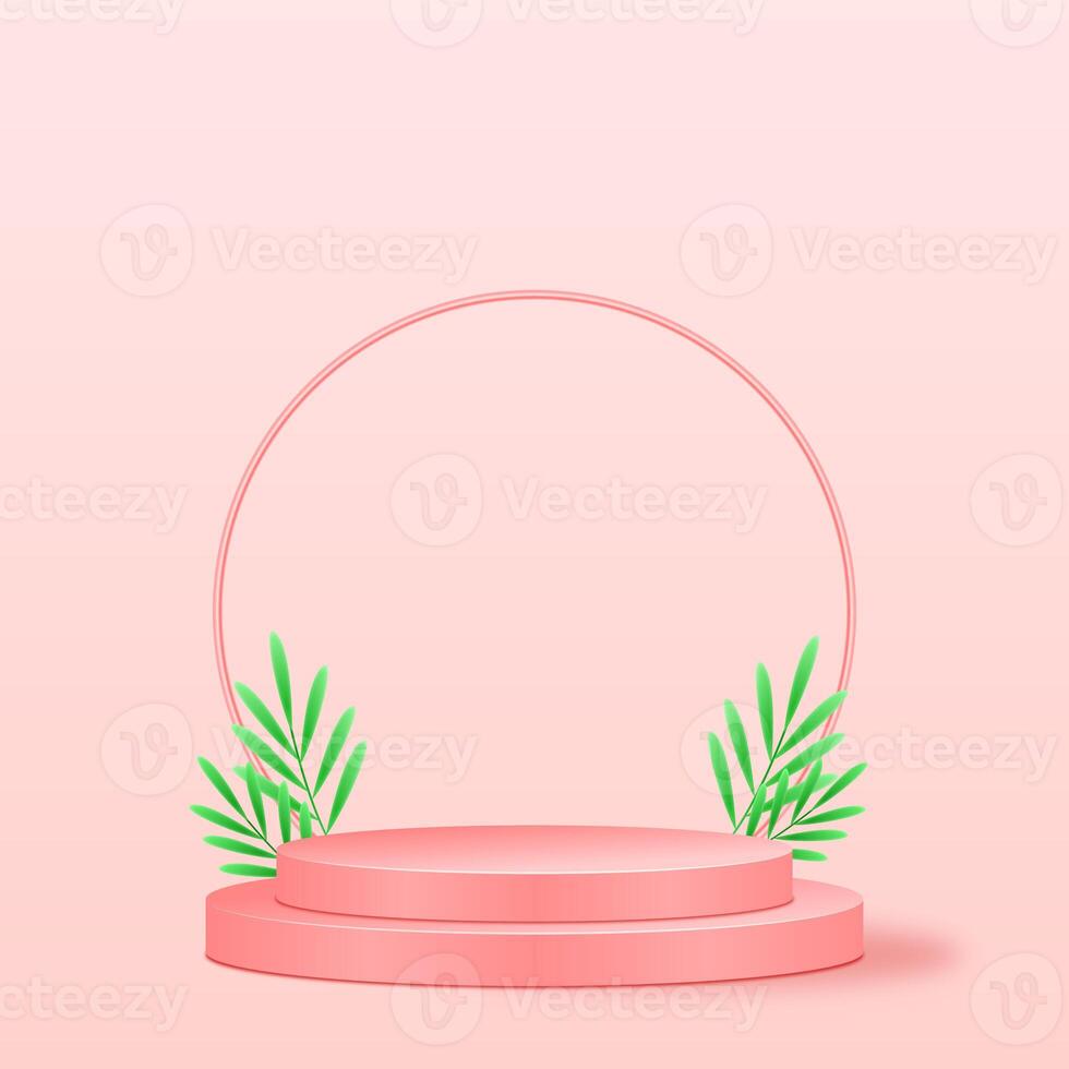 3D Product Display Pink Podium Background For Cosmetic photo
