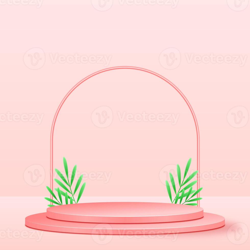 3D Product Display Pink Podium Background For Cosmetic photo