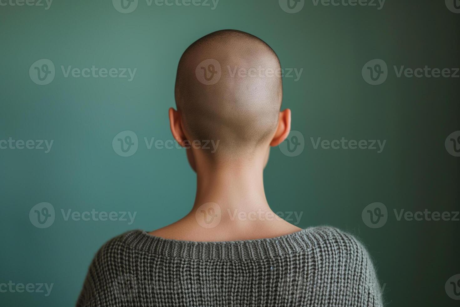 AI generated Baldness Concept, Person Facing Away photo