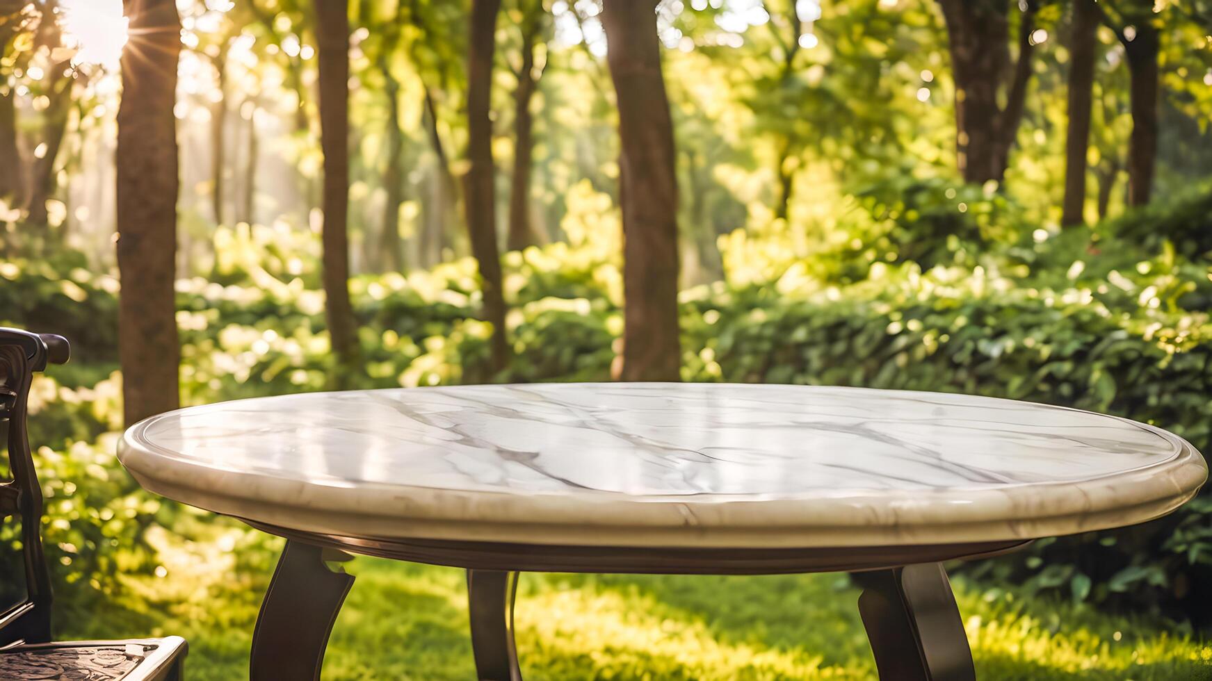 AI generated Old white marble table with copy space for adding text AI generated image photo