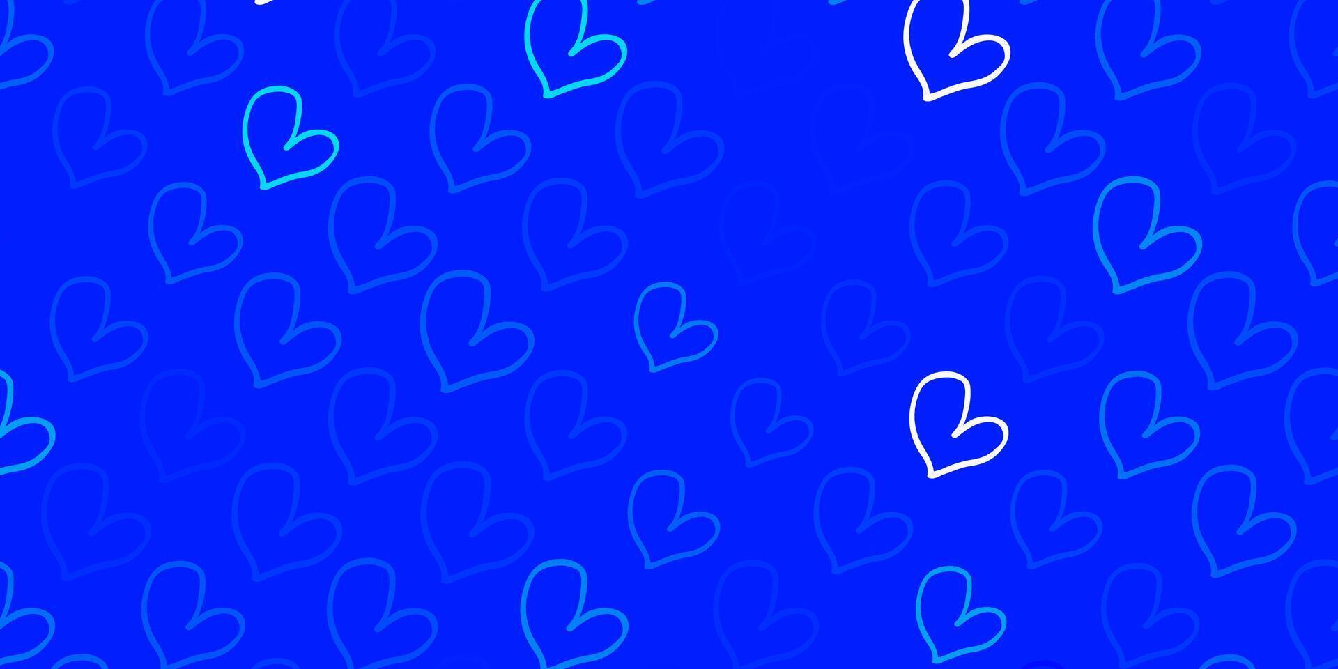 Light BLUE vector template with doodle hearts.