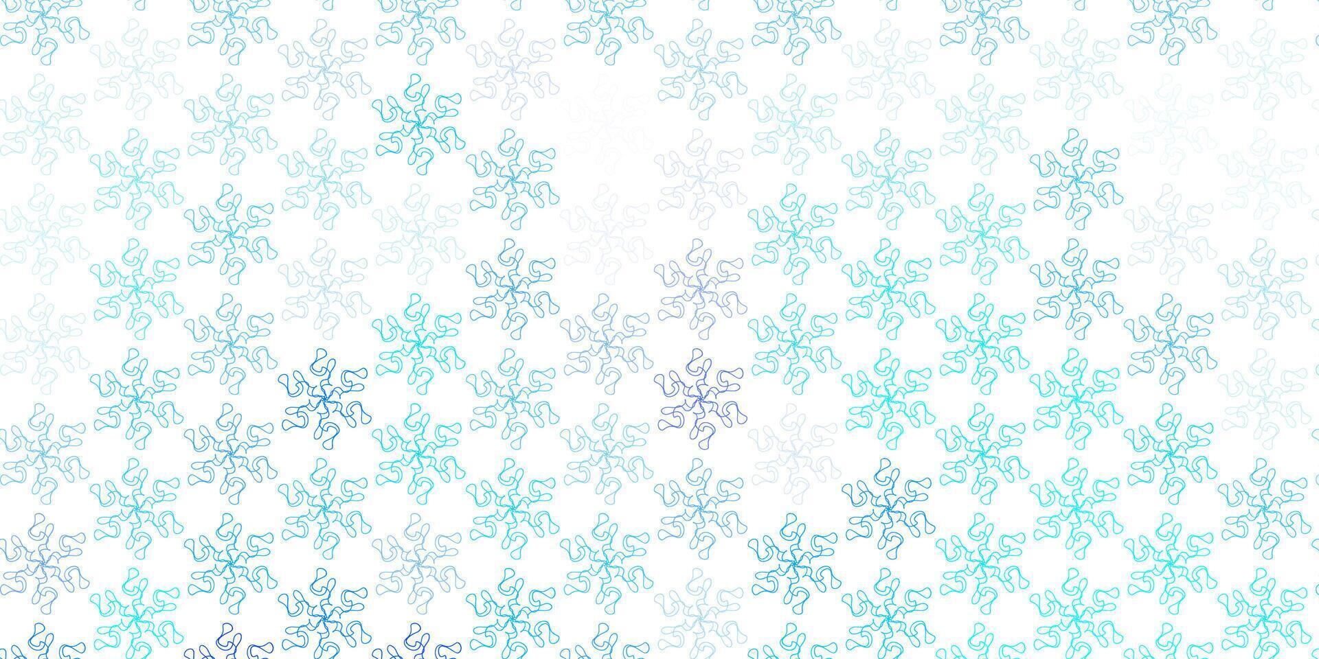 Light blue vector doodle pattern with flowers.