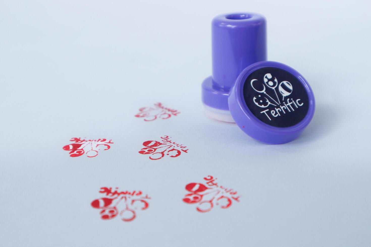 Children's praise stamp illustration, Red Child Friendly Rubber Stamp Seal Vector photo