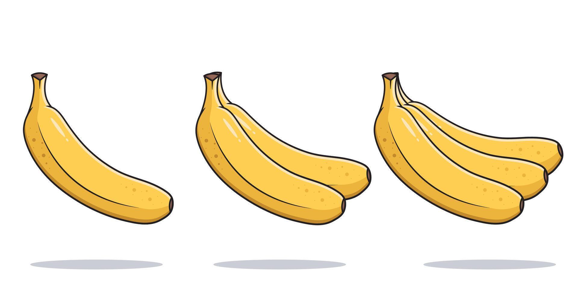 Vector Bananas And Bunch of Bananas Cartoon Style Bananas On White Background Vector Illustration