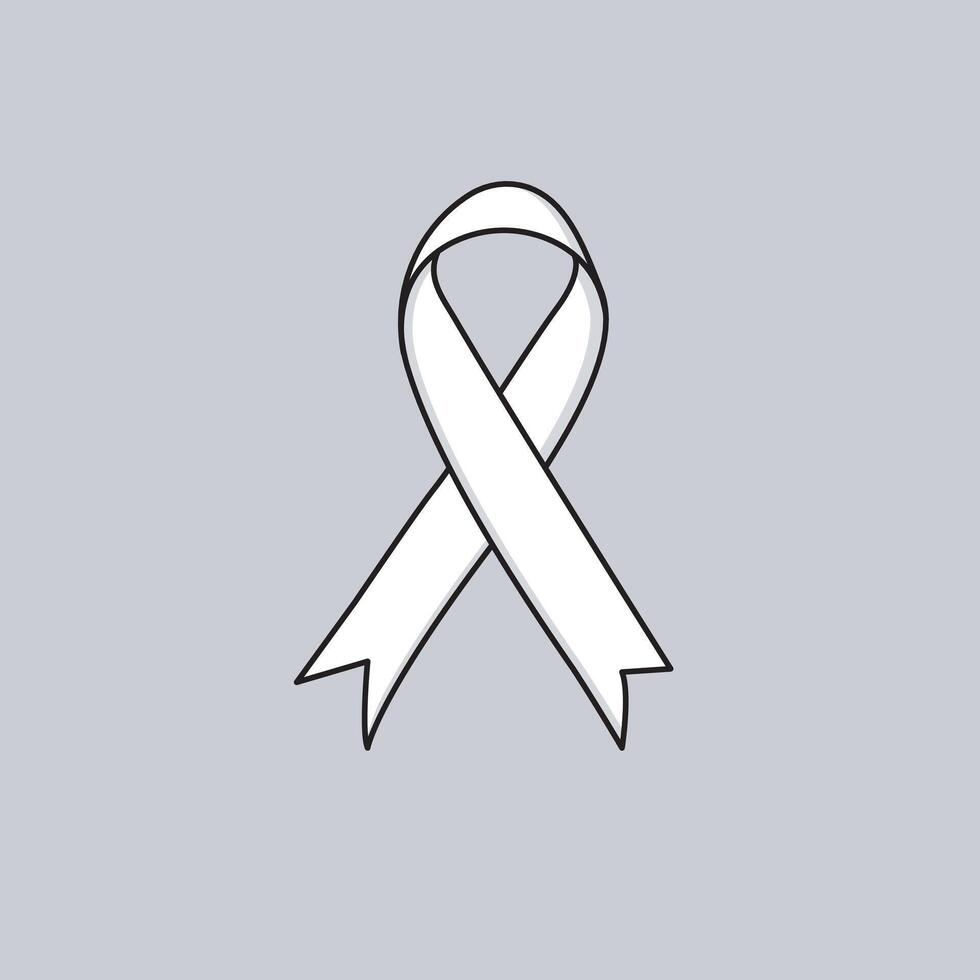 White Satin Ribbon Lung Cancer Awareness November Month On Grey Background Vector Illustration