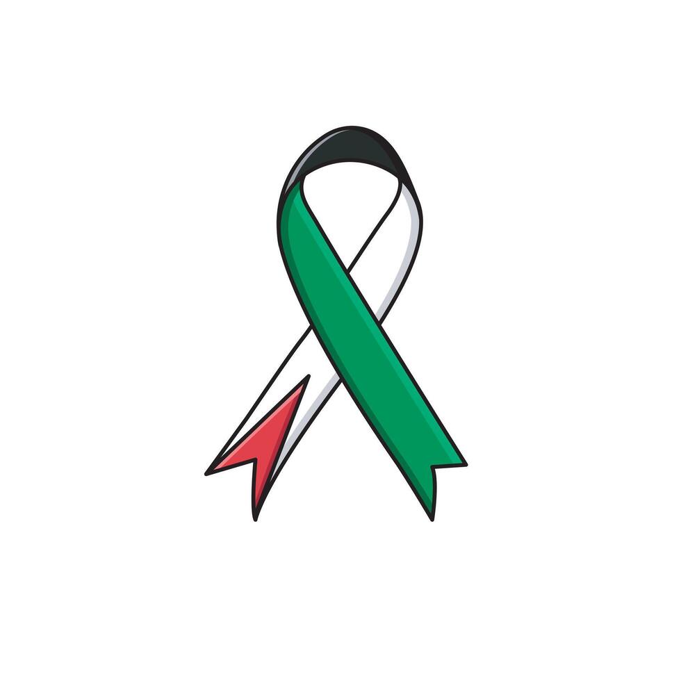 Palestina satín cinta bandera ondulado conciencia cinta bandera de Palestina vector ilustración