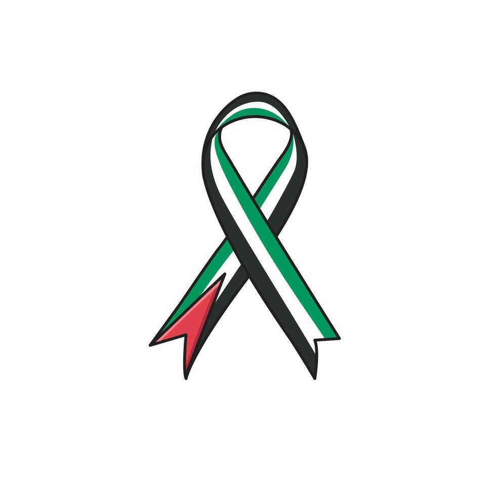 Palestine Satin Ribbon Flag Wavy Awareness Ribbon Flag Of Palestine Vector Illustration
