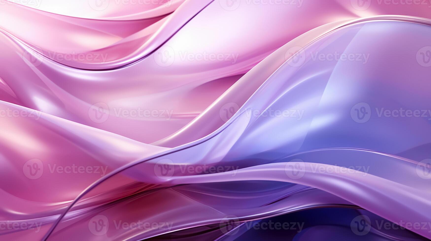AI generated 3D fluid abstract purple background. Dynamic smooth holographic waves. Textured dreamy iridescent design photo