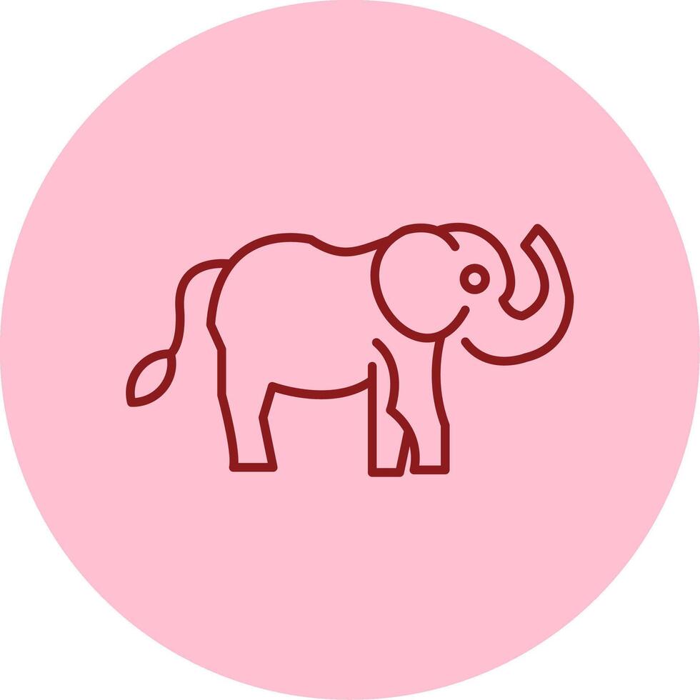 Elephant Line Circle Multicolor Icon vector