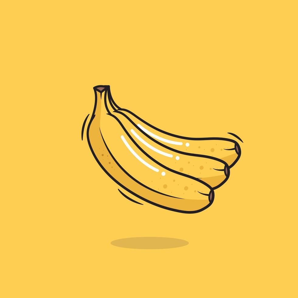 Vector Bunch Of Bananas Peeled Bananas Icon Cartoon Style On Yellow Background Vector Illustration
