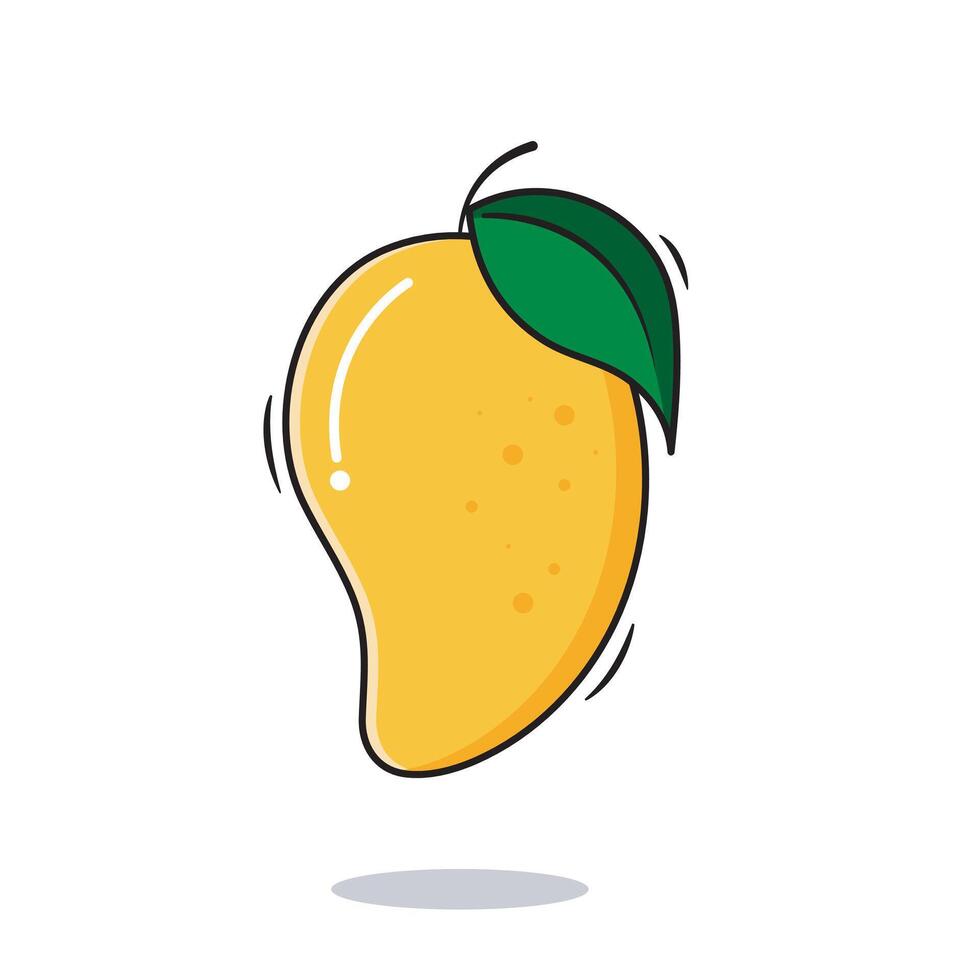 Vector Whole Mango With Leaf Mango Fruit Icon Cartoon Style On White Background Vector Illustration