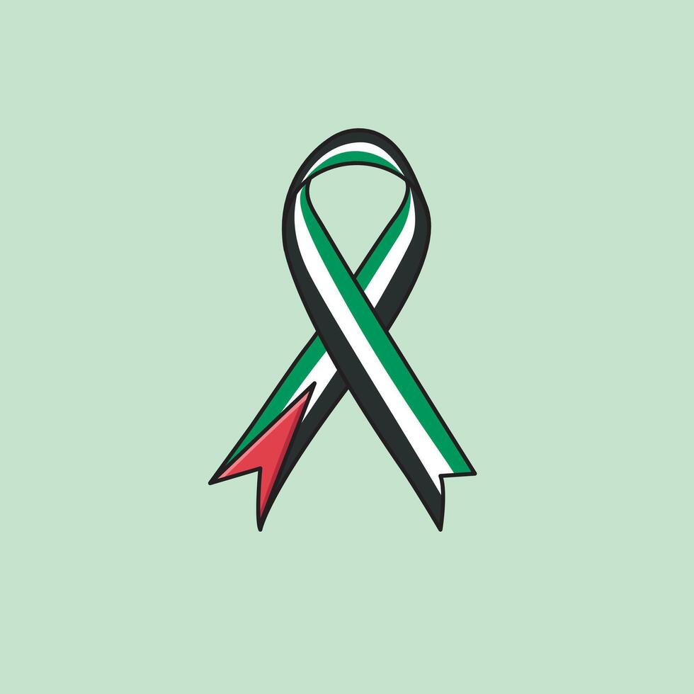 Palestina satín cinta bandera ondulado conciencia cinta bandera de Palestina vector ilustración