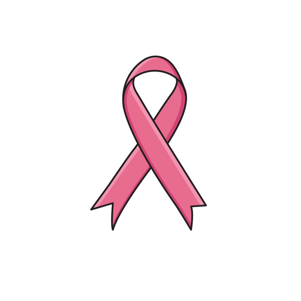 Pink Satin Ribbon Breast Cancer Awareness Oncology Sign Concept White Background Vector Illustration