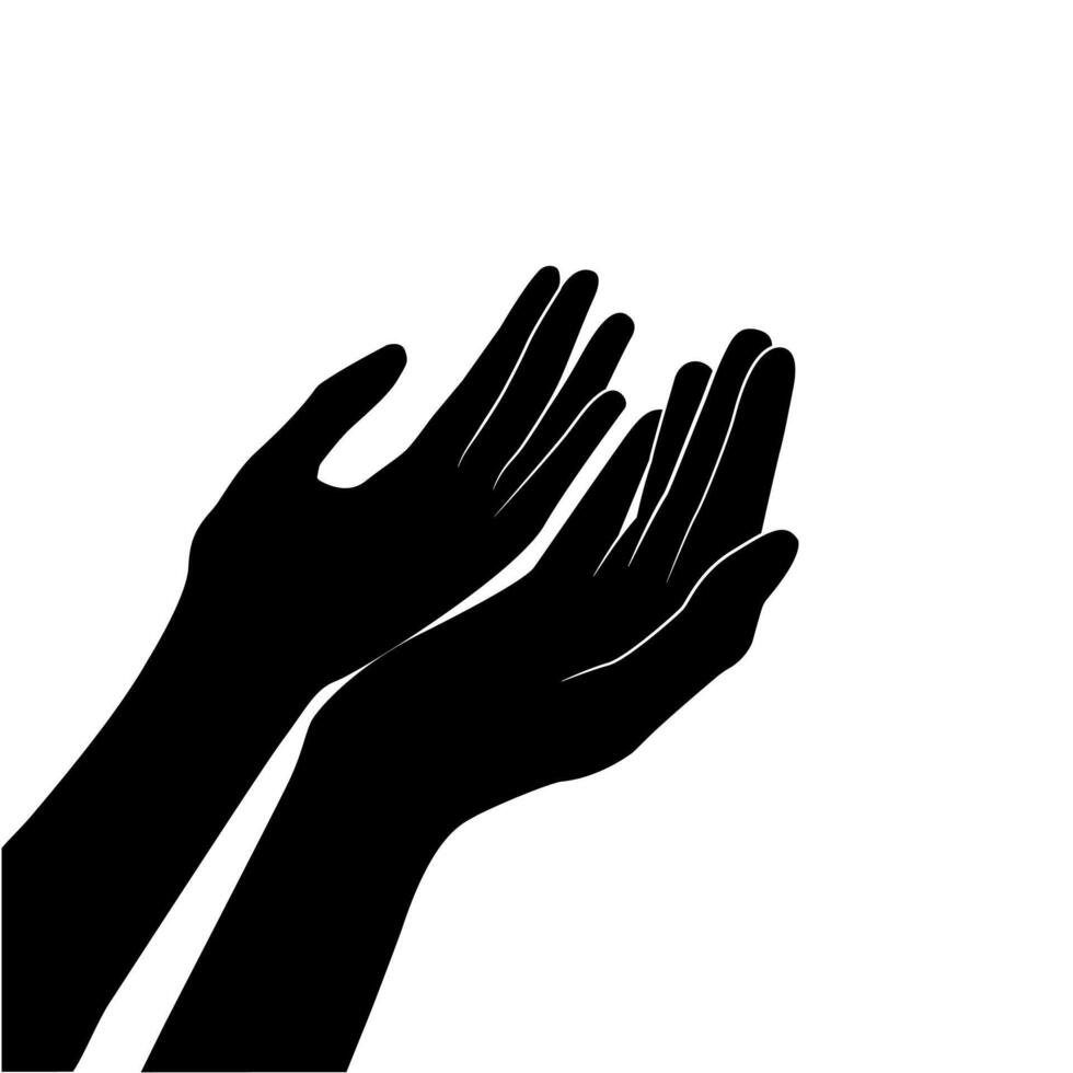 vector Orando manos silueta sombra de Orando manos icono musulmán Orando mano vector ilustración