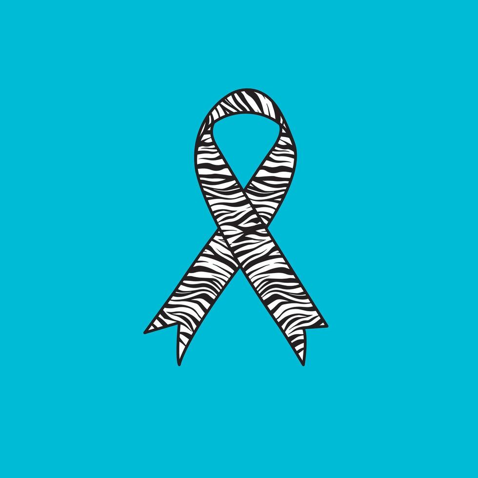 Zebra Print Satin Ribbon Rare Diseases Neuroendocrine Carcinoid Cancer Awareness Vector Illustration