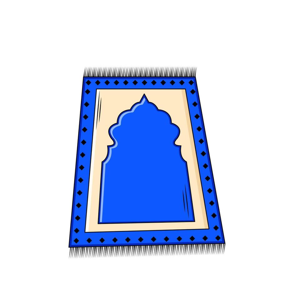 Islamic Prayer Mat Or Prayer Rug Blue Prayer Mat Isolated On White Background Vector Illustration