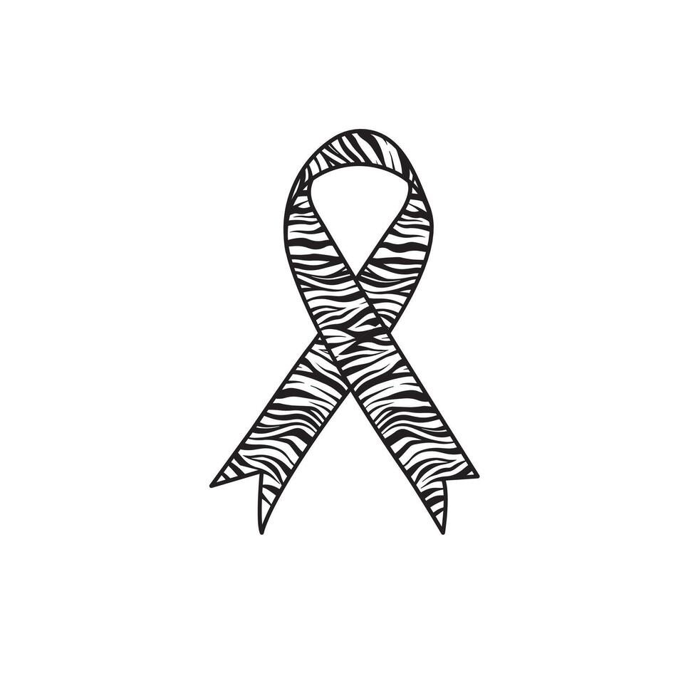 Zebra Print Satin Ribbon Rare Diseases Neuroendocrine Carcinoid Cancer Awareness Vector Illustration