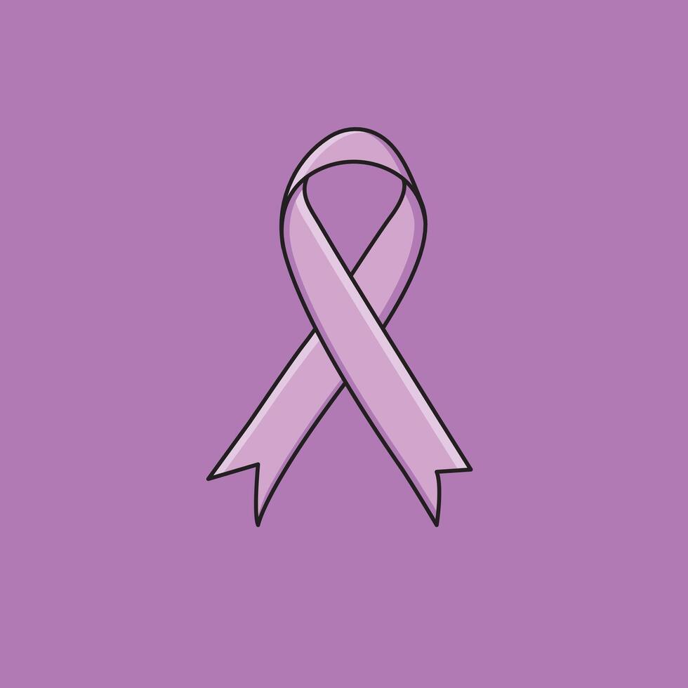 Lavender Satin Ribbon All Cancer Awareness World Cancer Day Lavender Background Vector Illustration