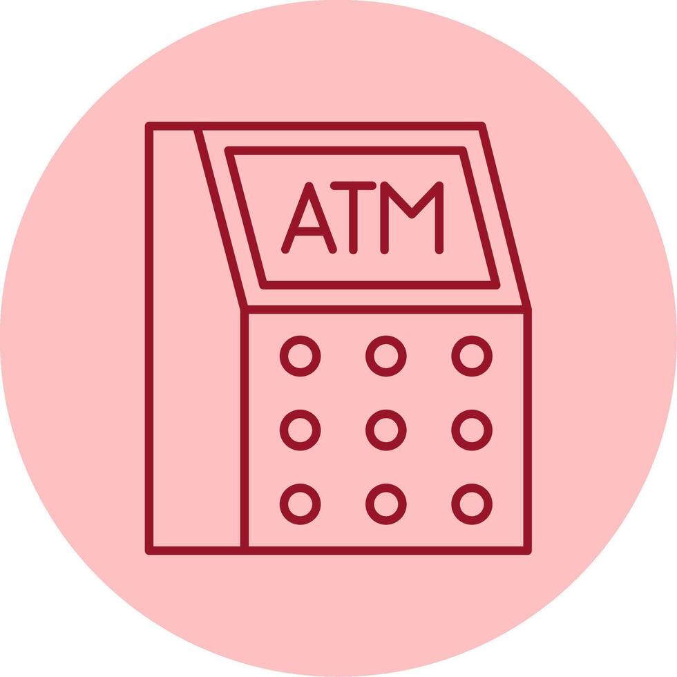 Atm Machine Line Circle Multicolor Icon vector