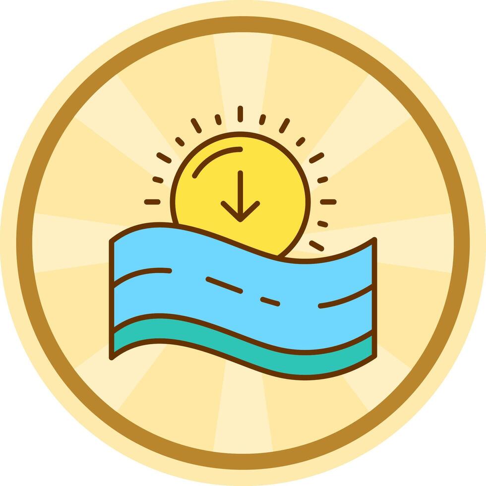 Sunset Comic circle Icon vector