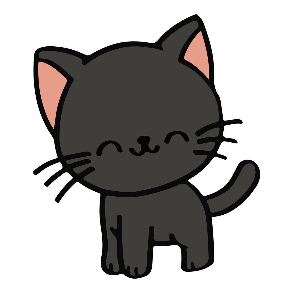 black cat, Doodle freehand sketch drawing of black cat pose collection. vector