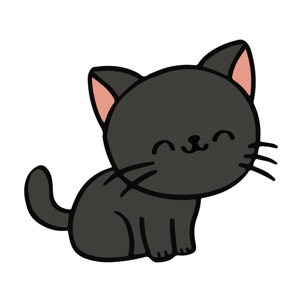 negro gato, garabatear a mano bosquejo dibujo de negro gato actitud recopilación. vector