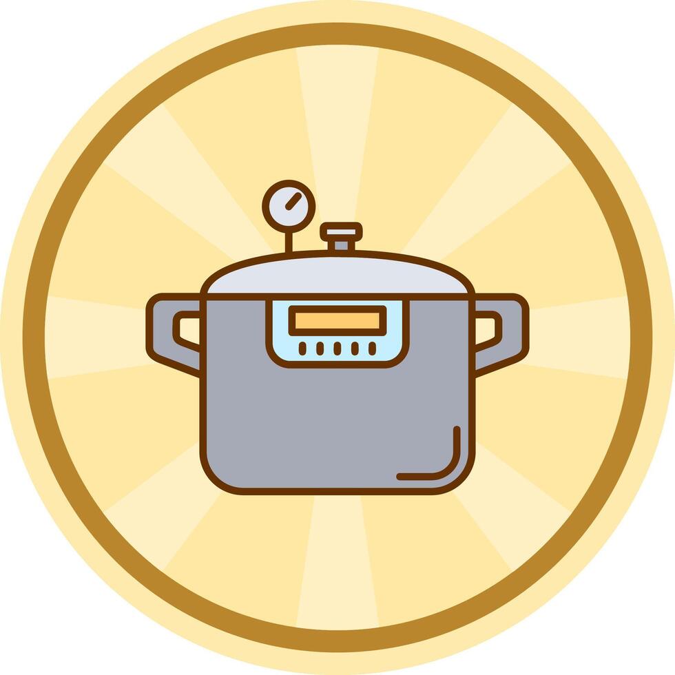 Pressure cooker Comic circle Icon vector