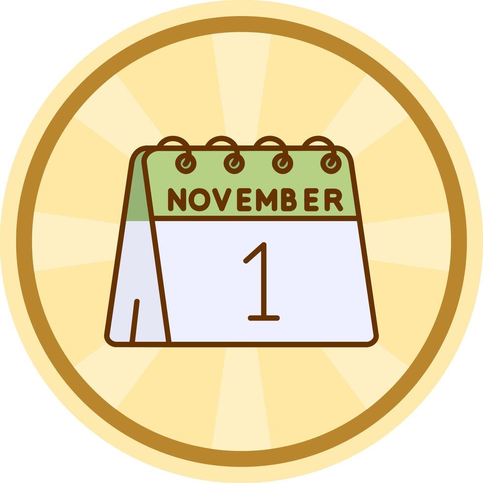 Primero de noviembre cómic circulo icono vector