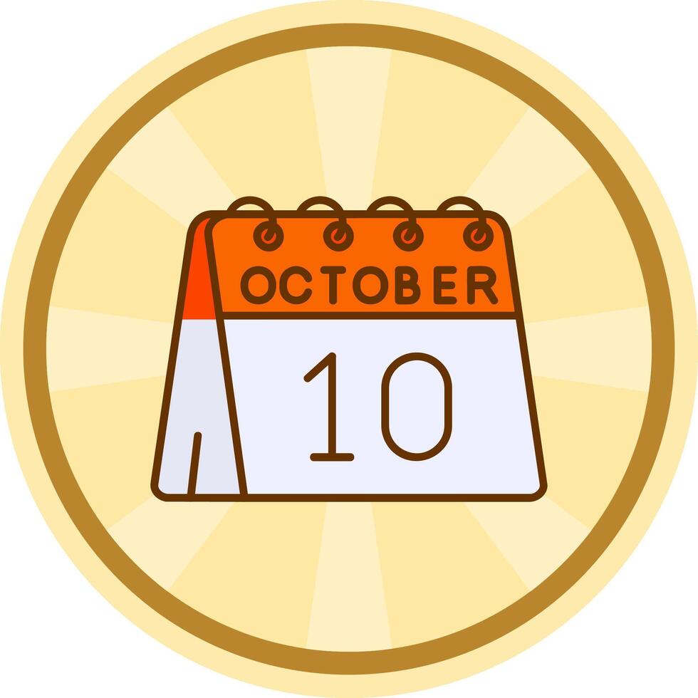 10 de octubre cómic circulo icono vector