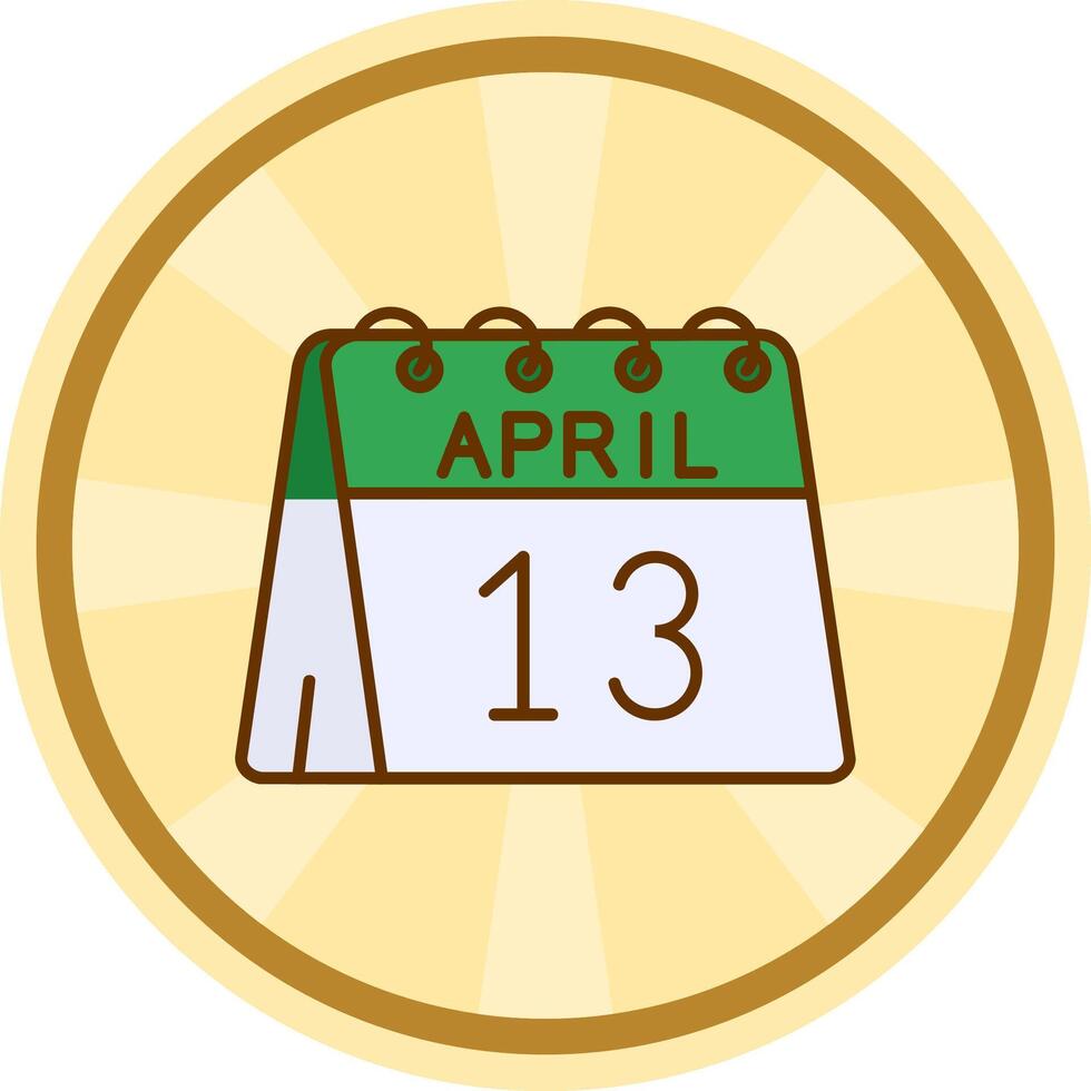 13 de abril cómic circulo icono vector