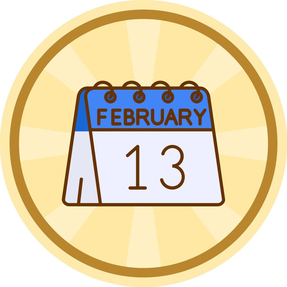 13 de febrero cómic circulo icono vector