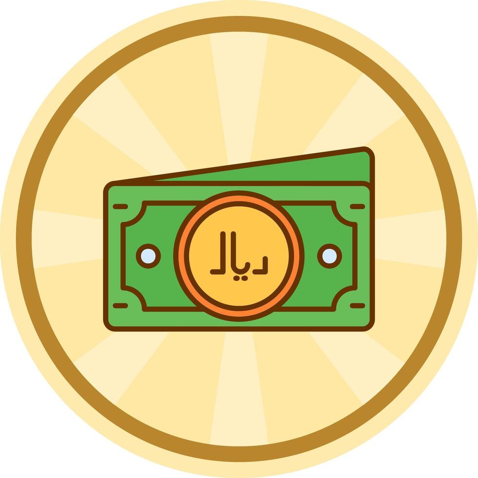 riyal cómic circulo icono vector