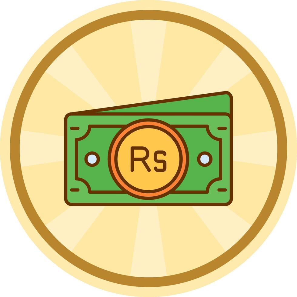 rupia cómic circulo icono vector