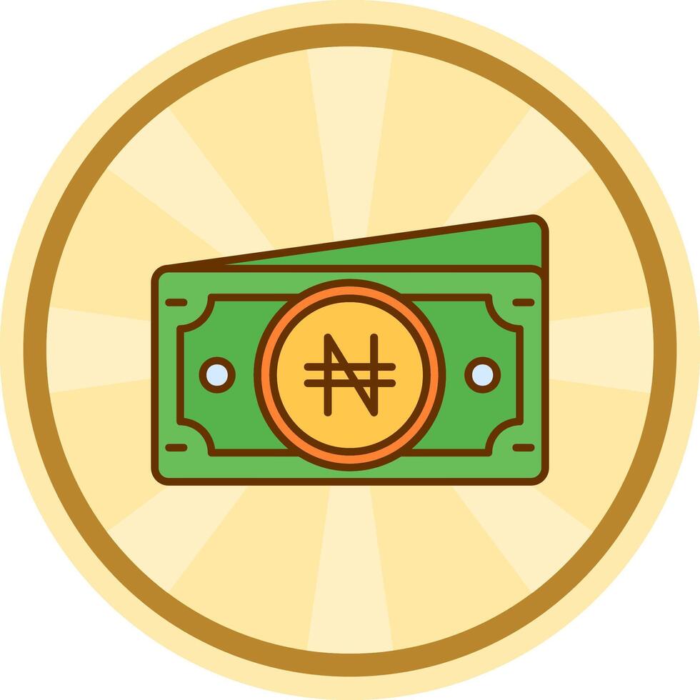 naira cómic circulo icono vector