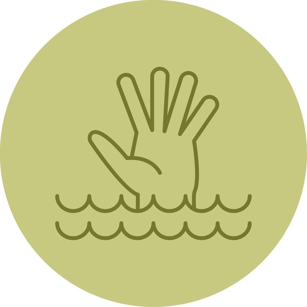Drowning Line Circle Multicolor Icon vector