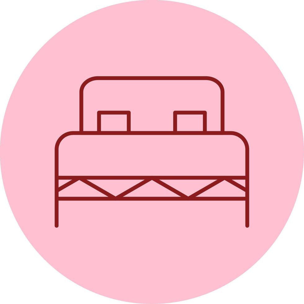 Double Bed Line Circle Multicolor Icon vector