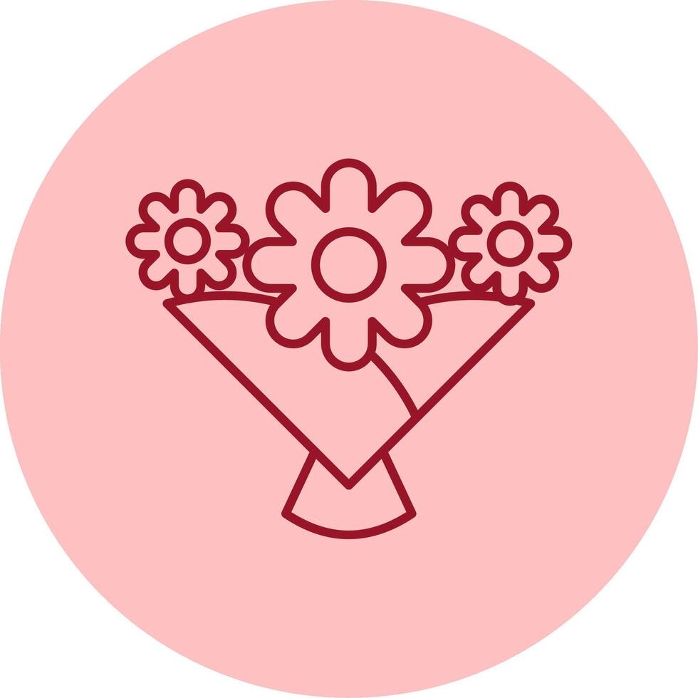 flor ramo de flores línea circulo multicolor icono vector