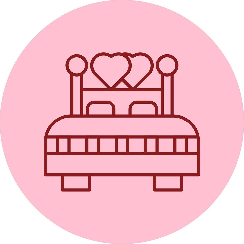 Double Bed Line Circle Multicolor Icon vector