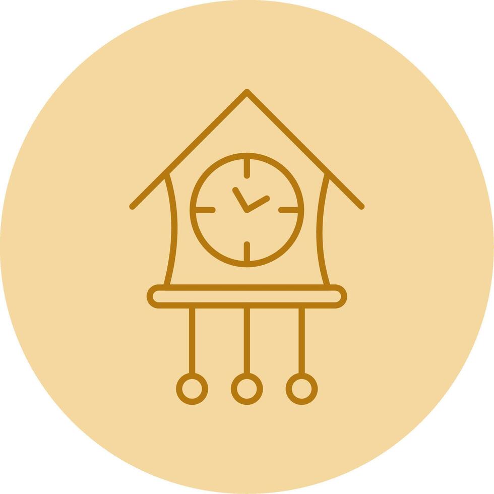 Cuckoo Clock Line Circle Multicolor Icon vector
