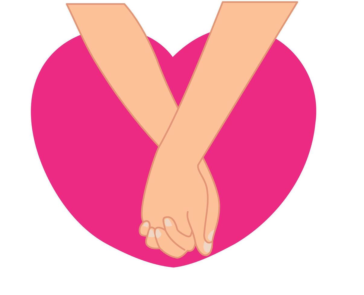 Holding hands or romantic relationship symbol vector