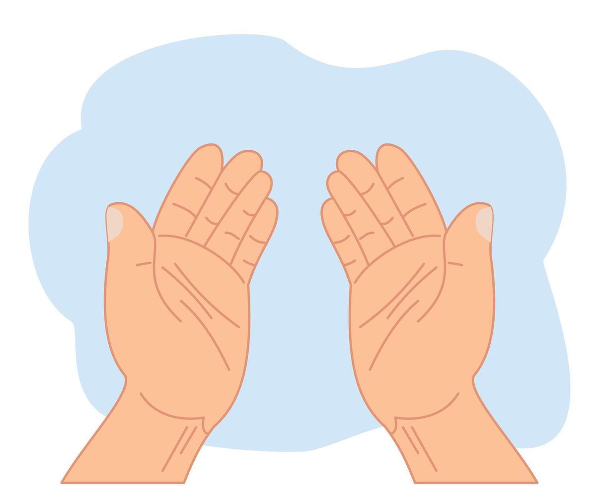raising two hand for praying or praying hands symbol vector