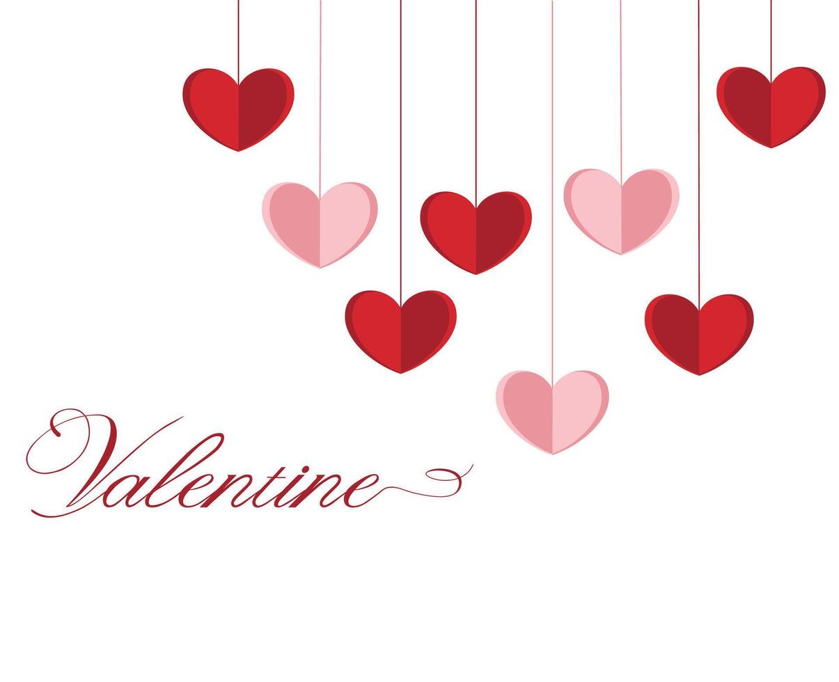 Valentines day background with Hanging hearts decoration vector