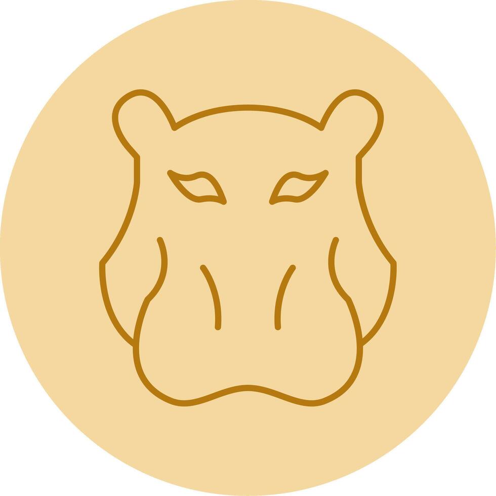 Hippopotamus Line Circle Multicolor Icon vector