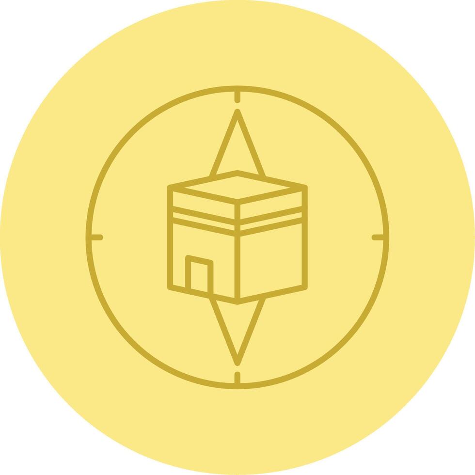 Qibla Compass Line Circle Multicolor Icon vector