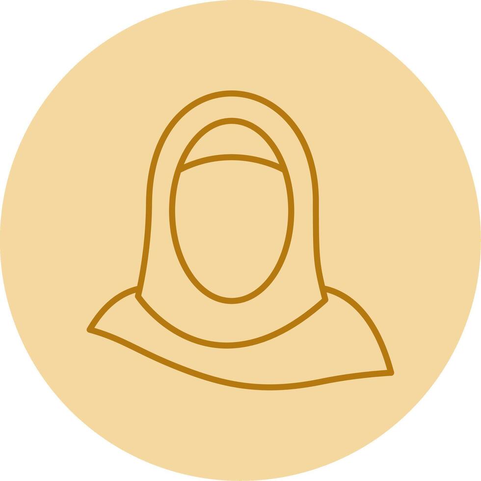 hijab línea circulo multicolor icono vector