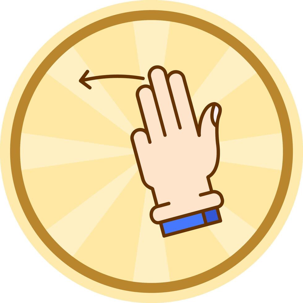Tres dedos izquierda cómic circulo icono vector
