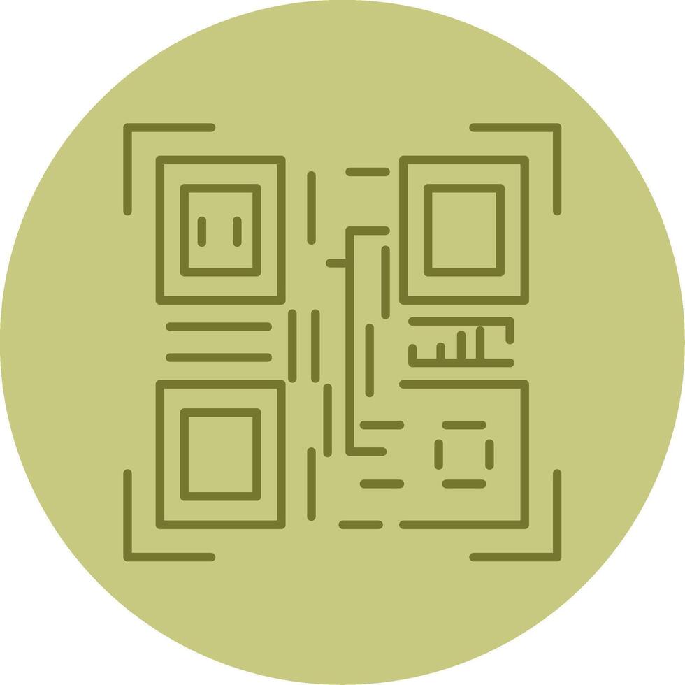 Qr Code Line Circle Multicolor Icon vector