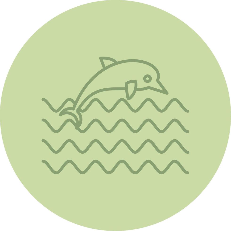 delfín línea circulo multicolor icono vector