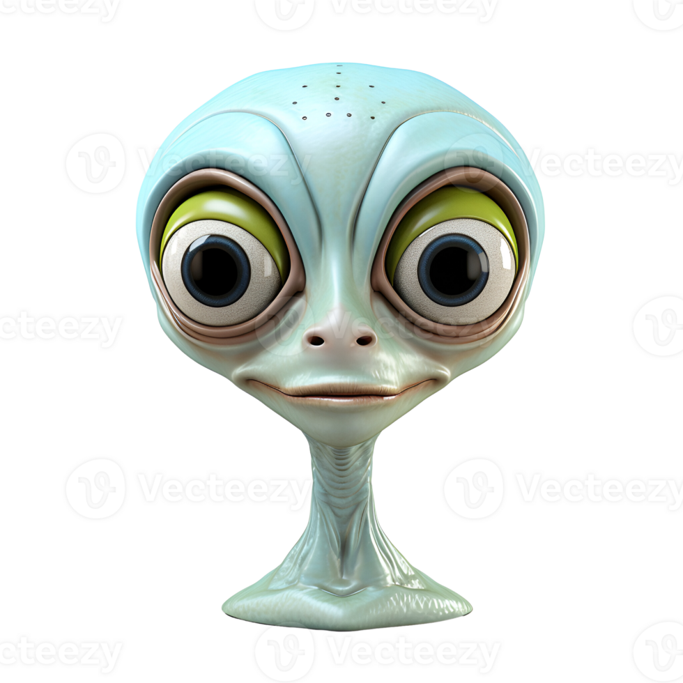 AI generated 3D Cartoon Alien Illustration Logo No Background Digital Artwork Perfect for Print on Demand Merchandise png